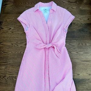 New Vineyard Vines Tie Front Seersucker Dress Pink